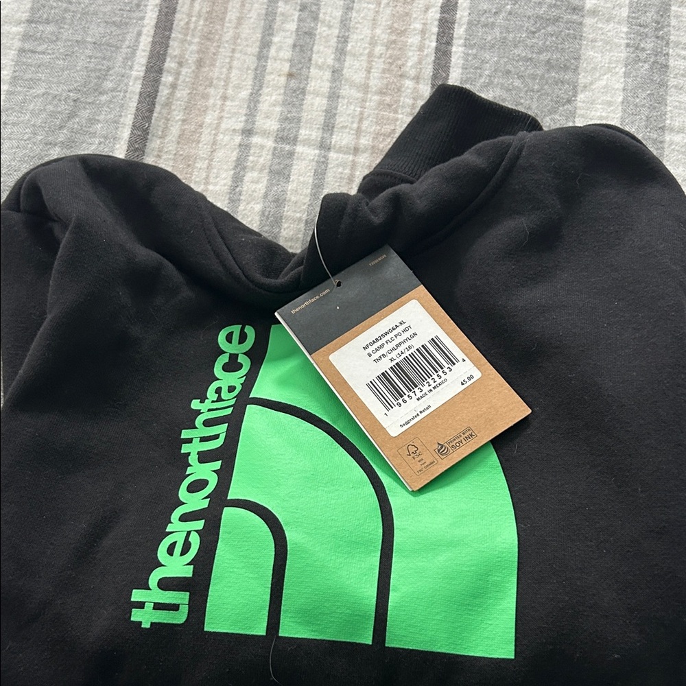 The North Face kids Black and Neon Green Crewneck Sweater